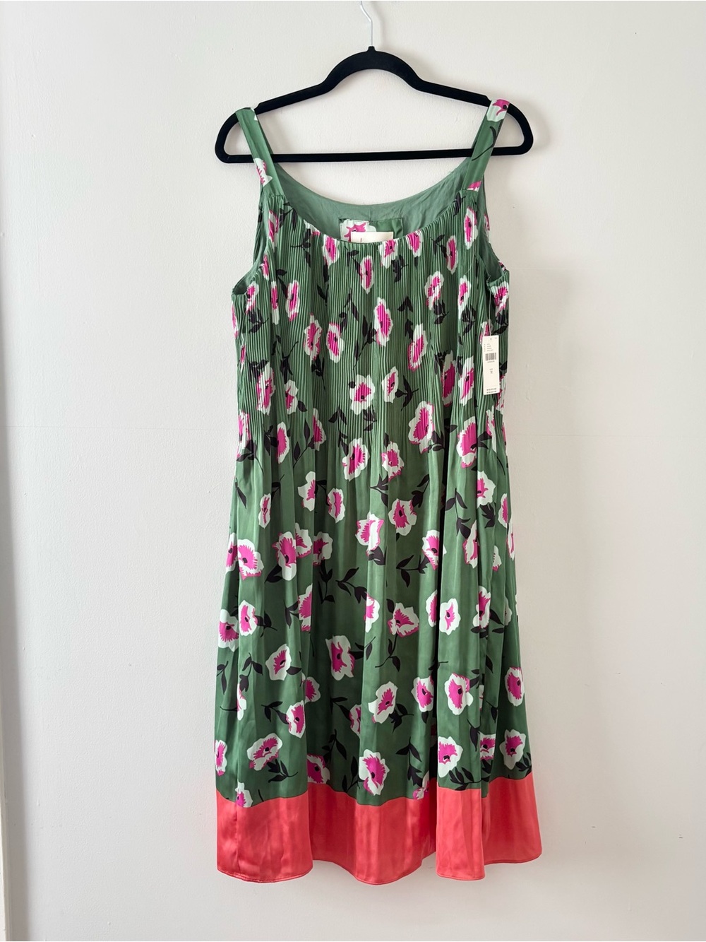 Anthropologie NWT Mireille Pleated Dress Midi Knee-Length Floral Print Green - Picture 3 of 7